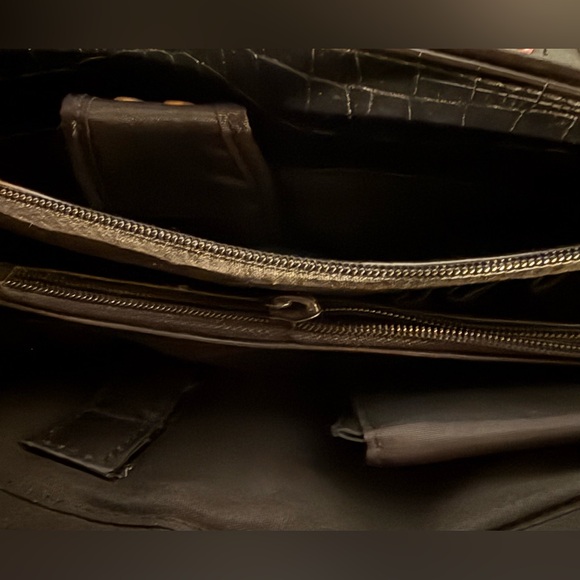 Vintage Bueno linen, silver tone southwest, leather shoulder bag. - Picture 9 of 10